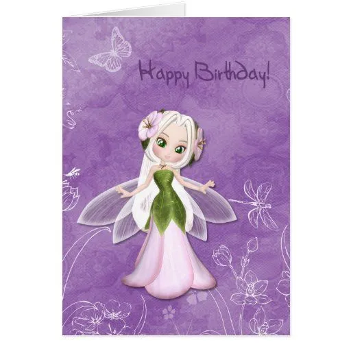 Cumpleaños de hadas de la flor feliz tarjetas | Zazzle