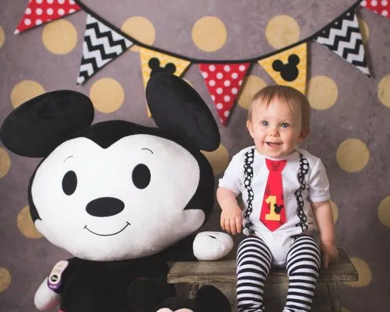 Primer cumpleaños Mickey Mouse niño corbata Body por WeChooseJoy