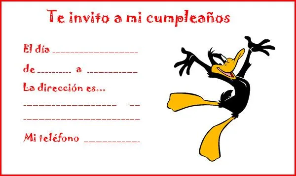 Una bonita invitación de cumpleaños del Pato Lucas , solo ... Una bonita invitación de cumpleaños del Pato Lucas , solo ...