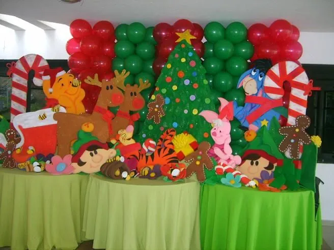 decoracion de winni pooh y sus amigos en navidad