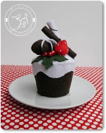 Cupcake de Navidad en fieltro | Fieltro art | Pinterest | Navidad ...