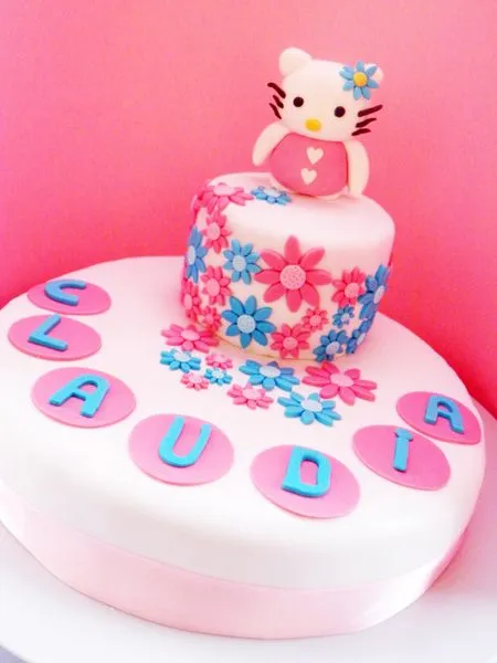Cupcakes a diario: Pastel fondant Hello Kitty para una niña ...