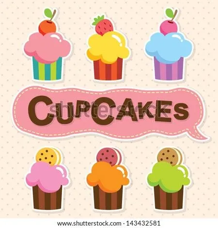 Cupcakes Ilustración vectorial en stock 143432581 : Shutterstock
