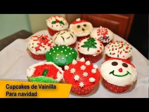 CUPCAKES DE VAINILLA DECORADOS - Especial de Navidad #1 - YouTube
