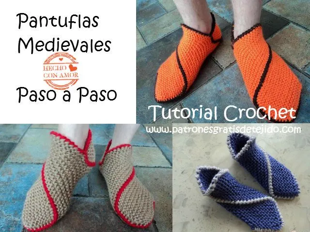 CURSO DOS AGUJAS ONLINE GRATIS: Pantuflas Medievales | Crochet y ...