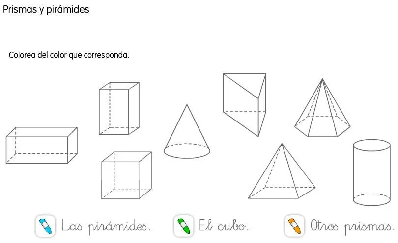Dibujos para colorear de prismas y pirámides - Imagui