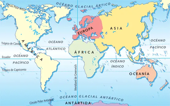 Curso Historia y Geografía del Mundo: Mapa Mundi-Continentes