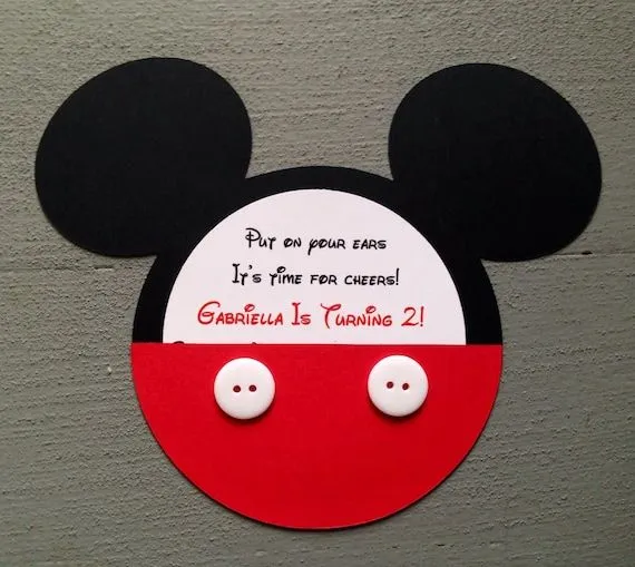 Custom Handmade Mickey Mouse invitations with por GabbyCatCreations