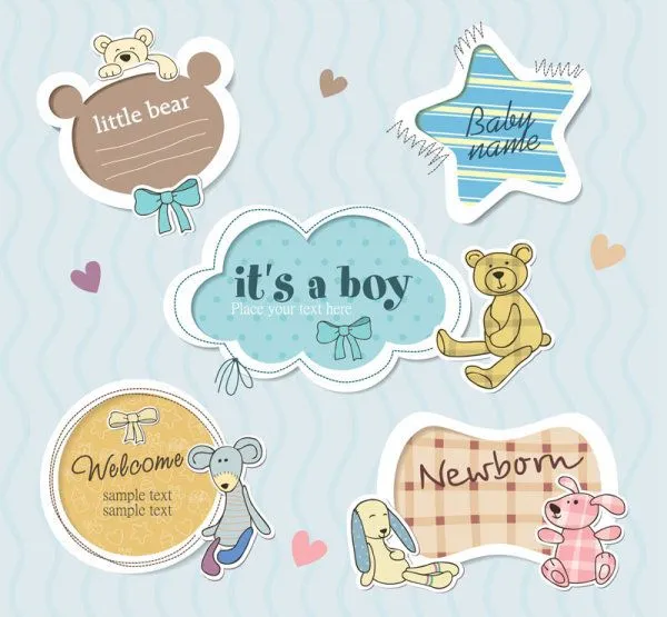 Cute Baby frames with text label vector 05 - Vector Frames ...
