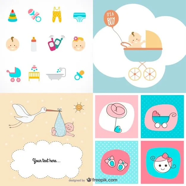 cute baby items theme vector material Vector | Free Download