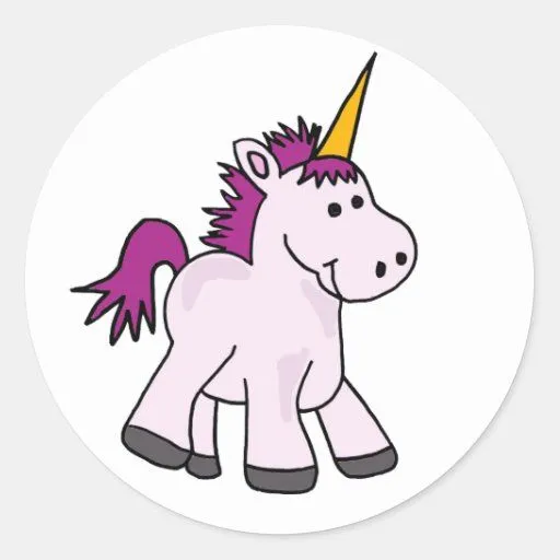Cute Baby Unicorn Cartoon Classic Round Sticker | Zazzle