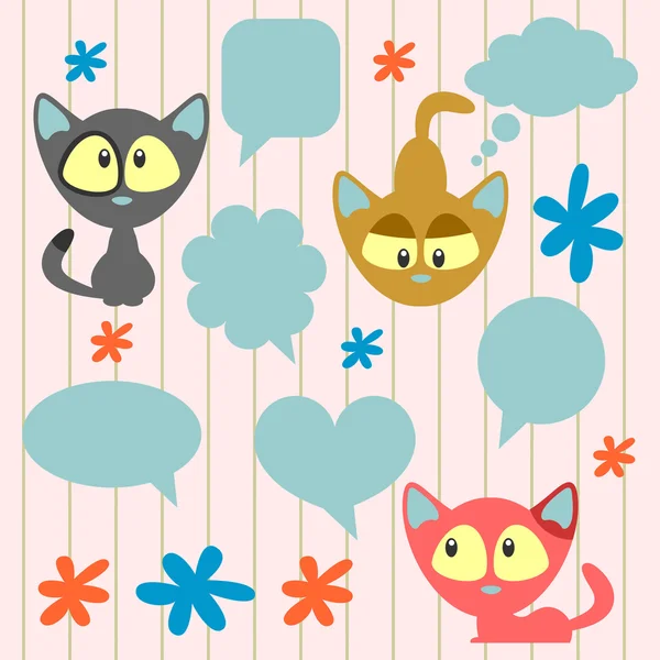 Cute dibujos animados gatitos y burbujas de discurso — Vector ...