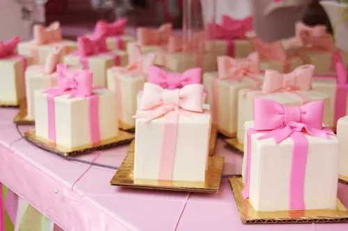 cute food pink bows cake gifts ribbon mini snacks cakes Fondant ...