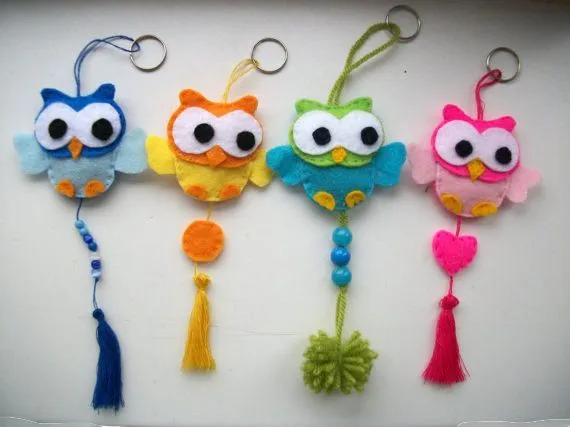 Cute keychain with owl of felt - Keychain - Hanger | Llaveros de ...