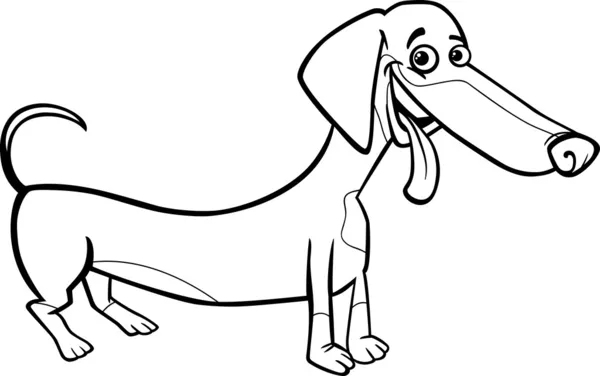 Dachshund perro de dibujos animados para colorear libro — Vector ...