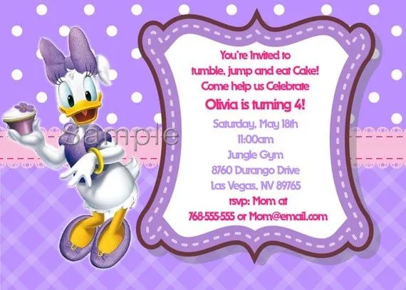 Daisy Duck personalizada a invitación para imprimir por PaperDazzle