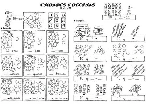 Dibujos de decenas y unidades para colorear - Imagui