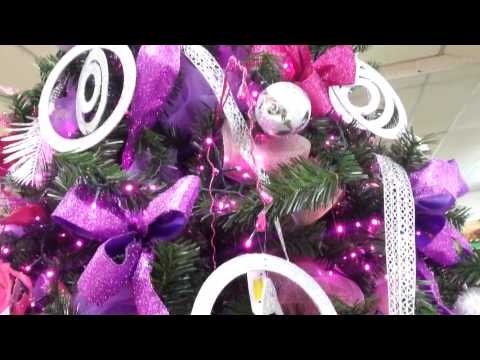 decoracion arboles de navidad 2015 color violeta parte 6 - YouTube