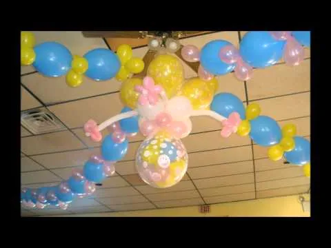Decoración de baby shower en cigueña con globos - Imagui