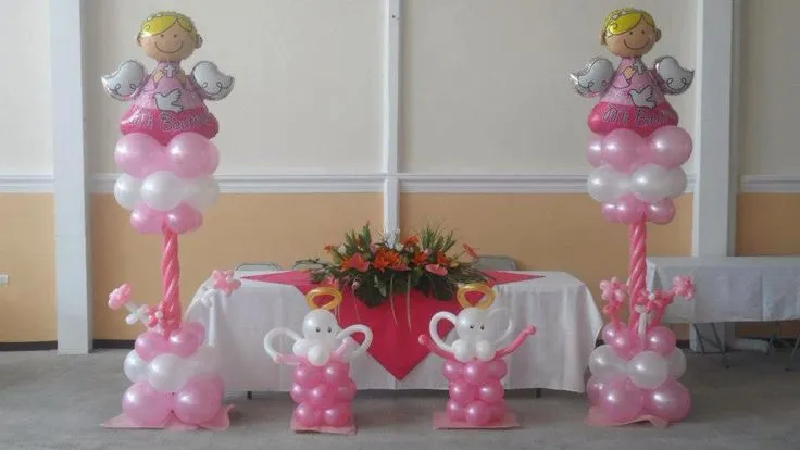 Decoración de globos para bautizos de niña - Imagui