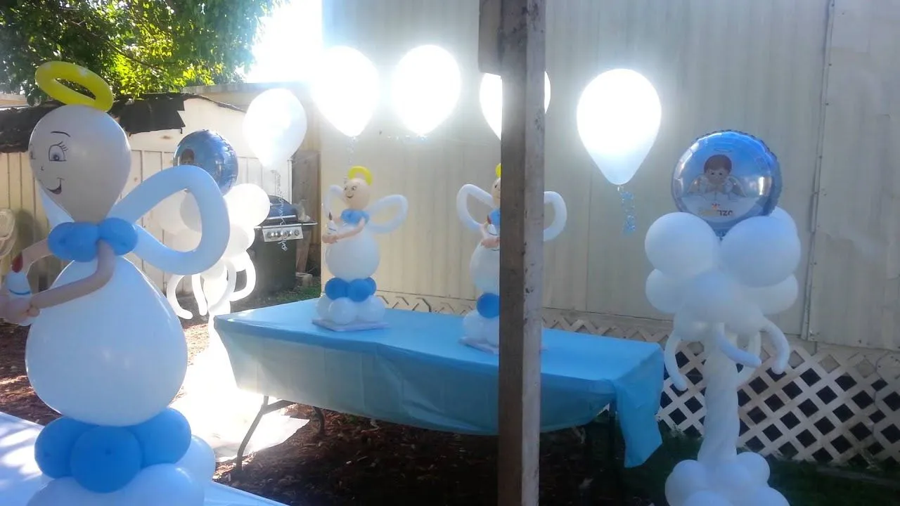 Decoración para bautizo con globos para niño - YouTube