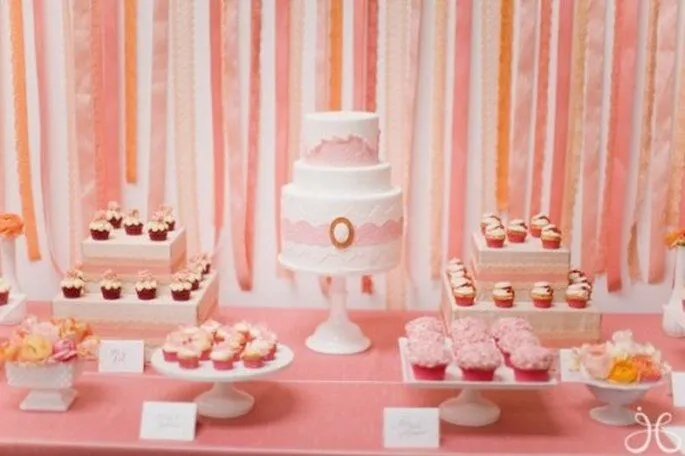 Decoración de boda en color rosa pastel