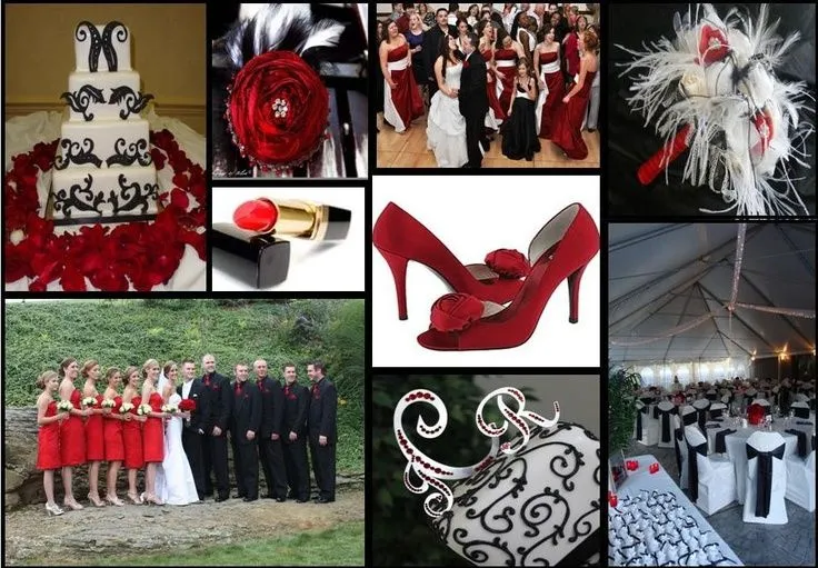 Decoracion para bodas en rojo y negro | Decoracion para boda ...
