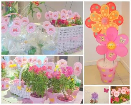 Decoración de cumpleaños con mariposas y flores - Imagui