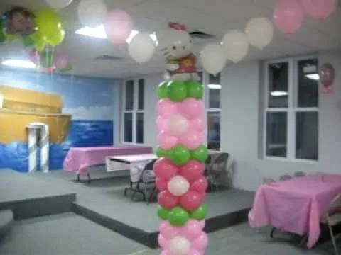 Decoracion con globos de hello kitty - YouTube