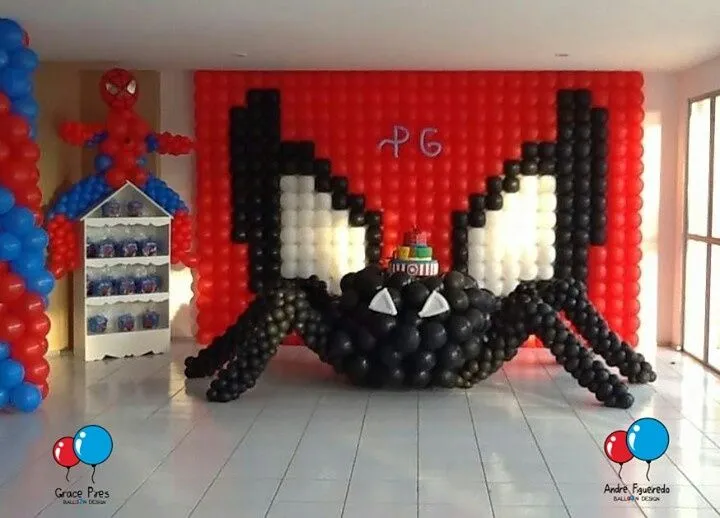 Decoración de globos de spiderman - Imagui