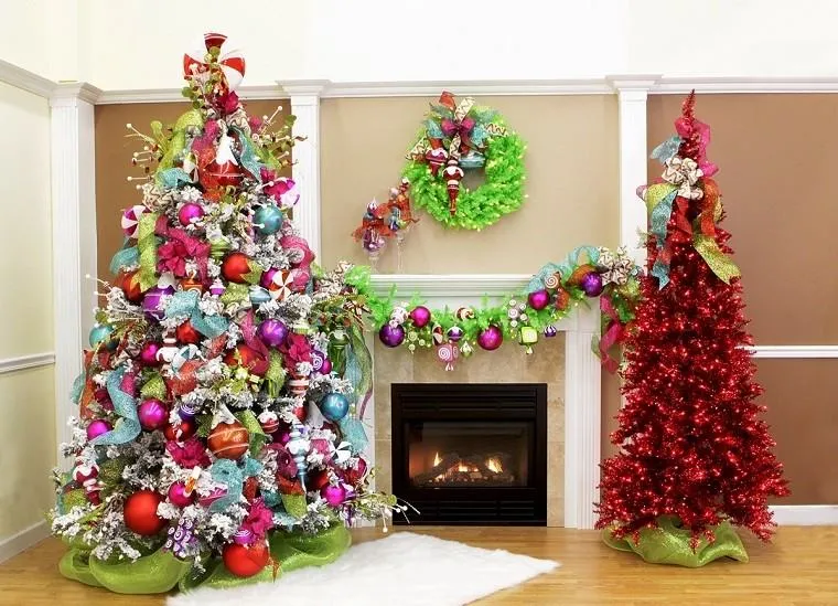 Decoracion de navidad colores vibrantes para los adornos -