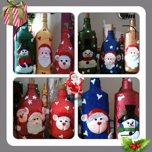 decoracion navideña para botella - Buscar con Google | Botellas ...
