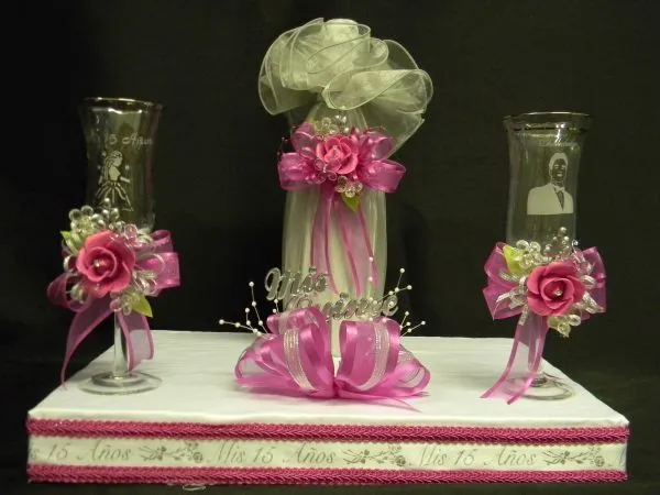 copas para brindis de quinceaneras decoradas | Set cencillo de ...
