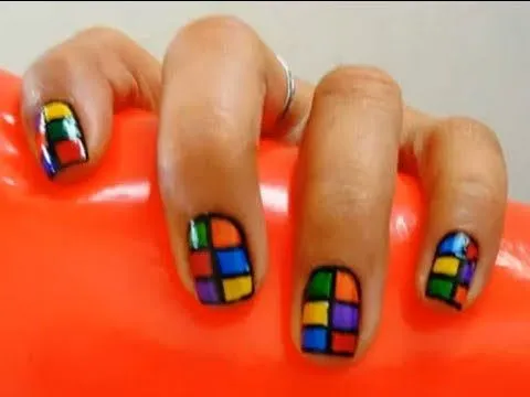 Decoración de uñas fácil (cubo de rubik) - YouTube