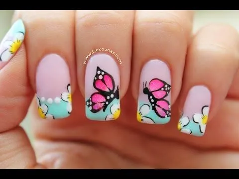 Uñas decoradas de los pies con mariposas - Imagui
