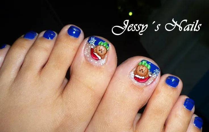 Decoración de uñas para pies estilo navideño #uñas #pies #navidad ...