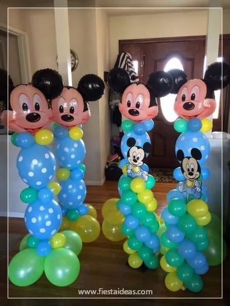 Decoraciones de baby shower con Mickey Mouse