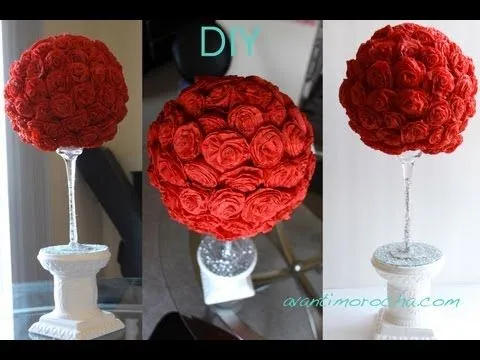 DIY Paper Rose Topiary / Topario de Rosas de Papel - YouTube