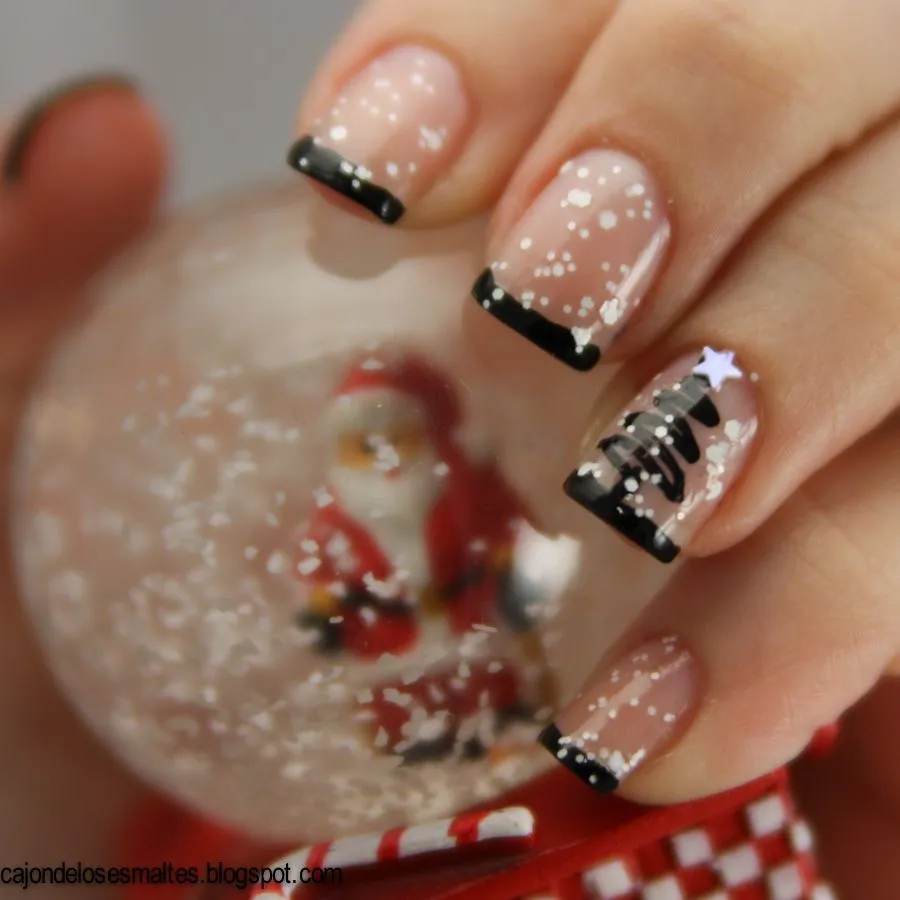 Decoraciones de uñas navideñas Nieve - Árbol de Navidad / Snow ...