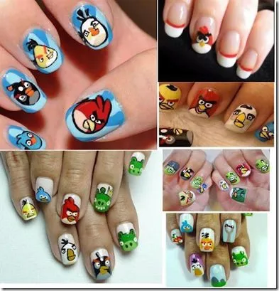 Decorado de uñas con los Angry birds dibujos animados | Uñas ...
