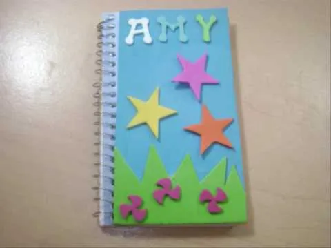Como decorar un cuaderno con foami - Imagui