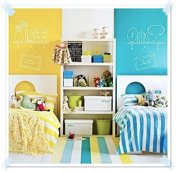 Cómo decorar habitaciones compartidas por un niño y una niña