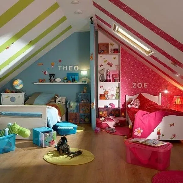 Cómo decorar habitaciones compartidas por un niño y una niña