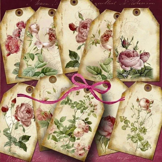 Decoupage gift tags - Laminas De Flores Para ... | DIY - Decoupage