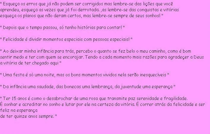 meus 15 anos .: Frases para convite - 15 anos