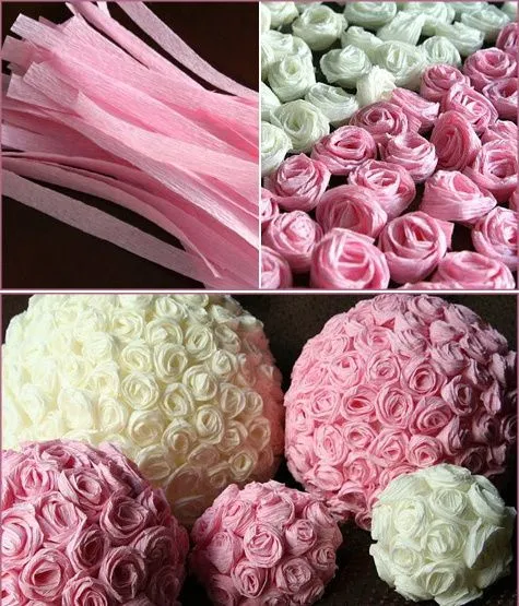 topiarios de flores de papel crepe - Fotos bodas.net