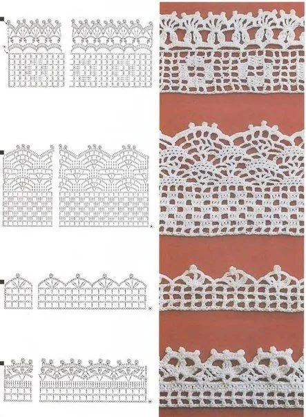 Delicadezas en crochet Gabriela: 22 Moldes de puntillas decorativas