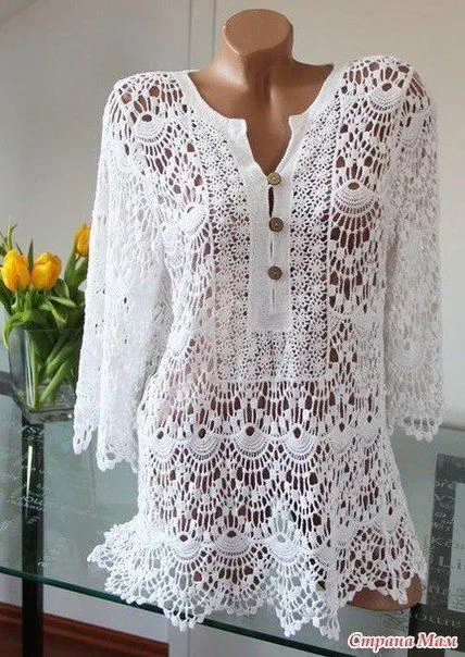 Delicadezas en crochet Gabriela: Hermosa túnica en crochet con ...