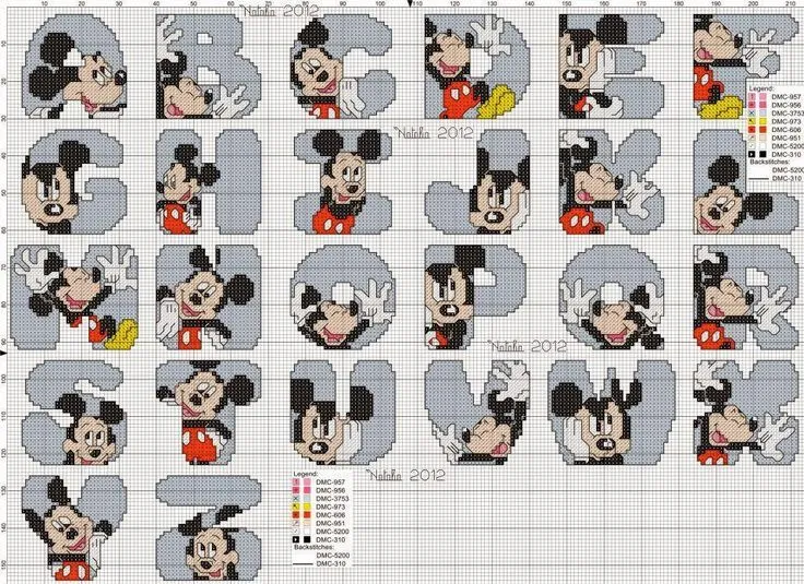 Delicado Cantinho: Gráficos Ponto Cruz "Monogramas Mickey e Minnie ...