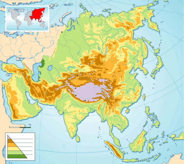 Mapa asia fisico mudo - Imagui